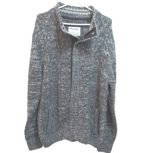Projek Raw Men's XL Gray Marled Knit Full‎ Zip Sweater Jacket